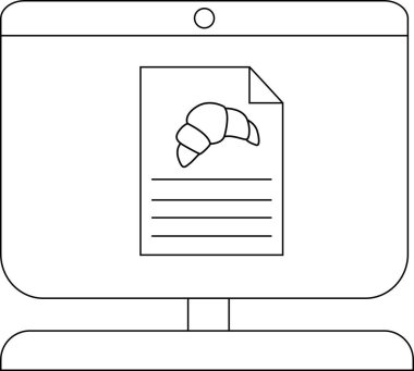 Pastane tasarımı sergilenen bir belgede bir kruvasanın dijital illüstrasyonu.