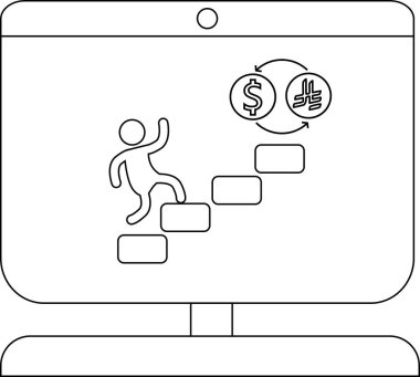 Dijital ekranda kişisel gelişimin ve finansal başarının yansıması.
