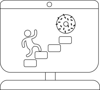 Çöreğe doğru merdivenleri çıkan bir insanın yaratıcı çizimi.