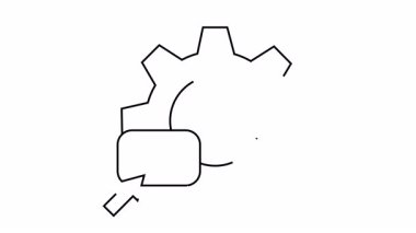 Teknoloji tasarımı projeleri için konuşma baloncuklu yaratıcı dişli simgesi.