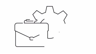 Çantalı ve teçhizatlı iş ve teknoloji entegrasyonu kavramı.