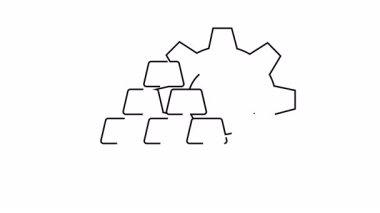 Altın külçeleri ve çark içeren sanayi ikonu, finans ve mühendisliği sembolize ediyor.