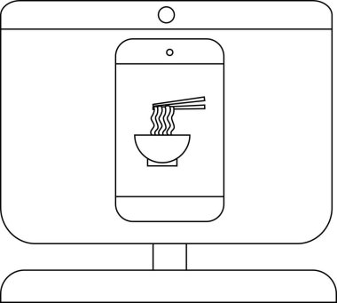 Erişte resimli akıllı telefonu gösteren bilgisayar ekranı
