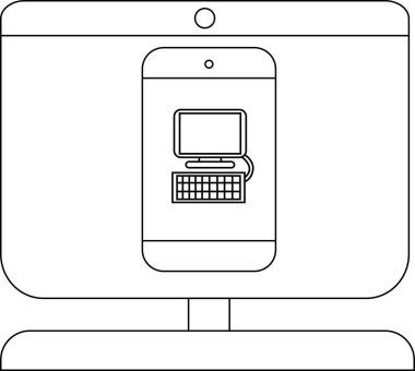 Bilgisayarı görüntüleyen bir telefon ekranı