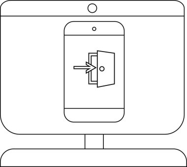 Bir monitör, simge kapısı ve oku olan bir akıllı telefon ekranını görüntüler