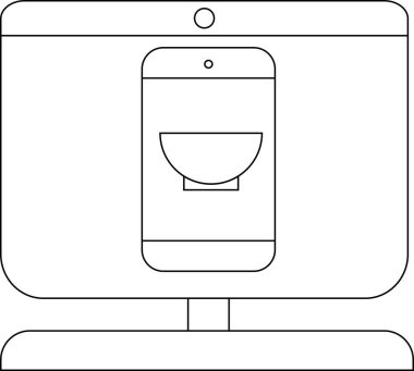 Akıllı telefonu kaseyle gösteren bir monitör.