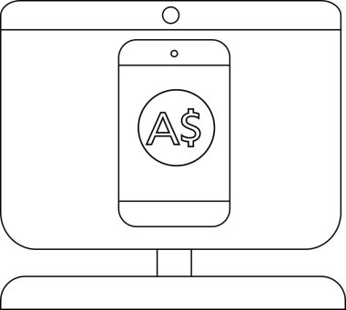 Avustralya Doları 'nı gösteren akıllı telefonu gösteren bir monitör