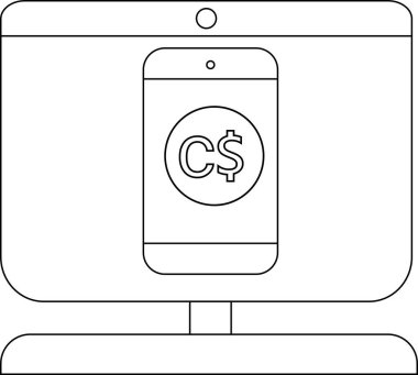 Kanada dolar sembollü bir telefonu gösteren bir bilgisayar monitörü.