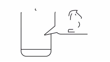 Siyah beyaz çizimler satranç şövalyesi mesajı olan bir telefon gösteriyor.