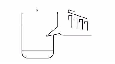 Akıllı telefon, negatif pazar eğilimlerini veya veri kaybını sembolize eden bir ok ile azalan bir çubuk grafiğini gösterir