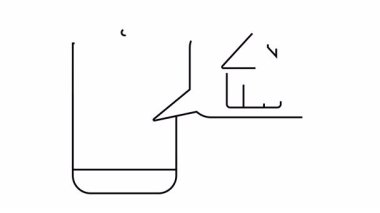 Konuşma baloncuklu bir telefon basit bir ev çizgisi gösterir