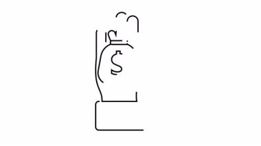 Taslak, bir dolar işaretli para çantasını tutan bir eli tasvir ediyor.