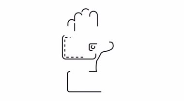 Avuç içinde bir cüzdan ve bileğinde bir kol manşeti olan bir el çizimde resmedilmiş.