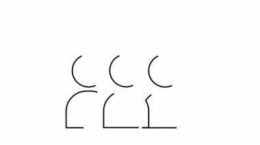 Her biri dairesel kafalı ve biçimsiz gövdeli üç çizgili figür.