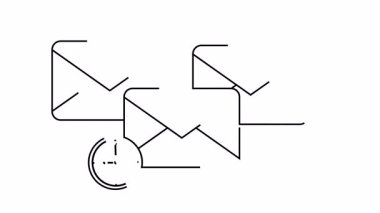 Üç tane yuvarlak köşeli zarf bir saatin arkasında.