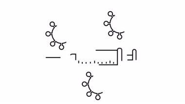 Görüntü şırınganın etrafına dizilmiş üç virüs ikonu içeriyor. Olay yeri basit ve bilgilendirici.