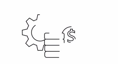 Beyaz bir arka plana karşı ana hatları çizilmiş çarklı bozuk para işareti ve disk yığını