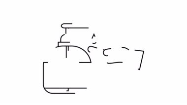 Dispanser el damlasının çizgi çizimi el sabunu uygulaması hijyenik uygulama