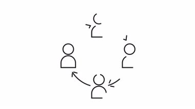 Çemberin dört ana hatlı şekli arasında oklar olması dönüşe işaret ediyor.