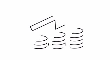 Yükselen bozuk para yığınları yukarı doğru eğilimli bir çizgi grafiğinin altında otururlar