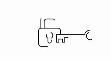 Açık bir asma kilit ve yanına bir anahtar yerleştirilmiş. Hepsi de en az satır sanatı tarzında yerleştirilmiş.