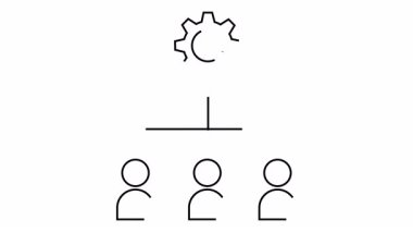 Delegasyon veya yönetim yapısını temsil eden üç çubuk figürüne bağlı bir vites diyagramı