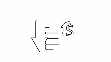 Üzerinde bir dolar işareti olan bozuk para yığınını gösteren alçalan bir ok.