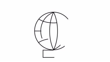 Görünür enlem ve boylam çizgileri dikdörtgen taban üzerinde duran siyah beyaz bir çizgi.