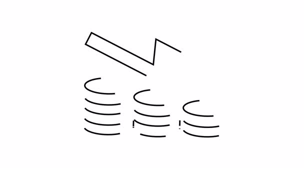 Coin Stacks Decrease Downward Arrow Symbolizing Financial Loss