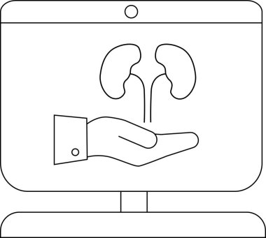 Böbrekleri gösteren bir bilgisayar ekranının taslağı