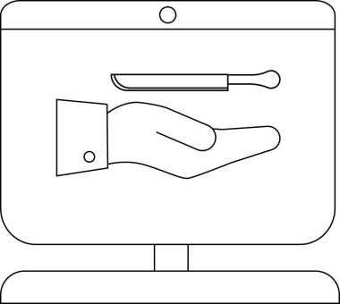 Lineart monitörü basit ve minimalist bir neşter tutan bir el gösteriyor