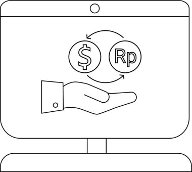 Bir bilgisayar ekranında dolar ve rupiah para birimi sembolleri değiş tokuşu görülüyor.