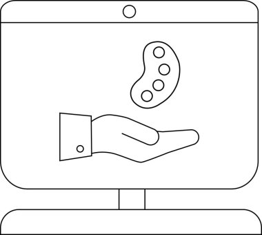 Bir bilgisayar monitörü paleti tutan bir el görüntüler