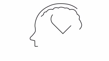 Çizgi başı profili içinde beyin şeklinde kalp