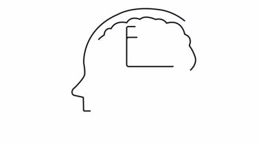 Baş silueti, içinde klasör simgesi olan bir beyin.