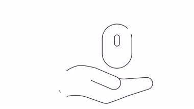 Çizgi, bir bilgisayar faresini avucunun üzerinde tutan bir eli tasvir ediyor.