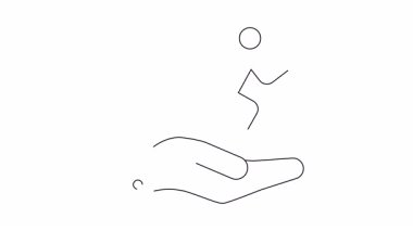 Çalışan bir figür minimalist çizgi sanatını destekleyen el