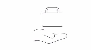 Çizgi çizim tarzında bir ilk yardım çantası sunan bir el.