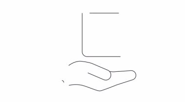 Bir el, okları yukarı ve aşağı döngü ya da takas öneren bir kare tutar.