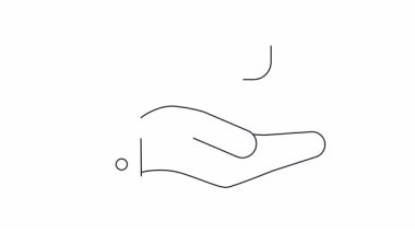 Bir el, düz bir perspektif gösteren basit bir çizgi ile resmedilmiş bir tavayı tutar.