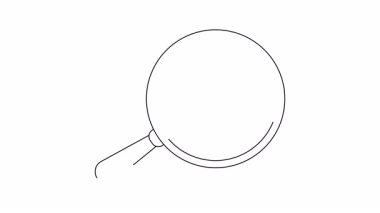 Bir büyüteç, düz beyaz arka planda basitleştirilmiş bir uçak ana hatına odaklanır.