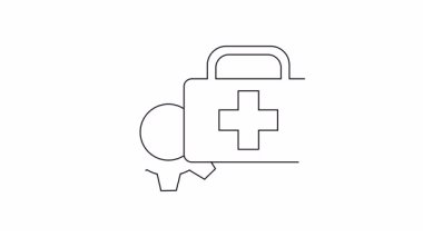 Çapraz sembol ve vitesli ilk yardım çantası.