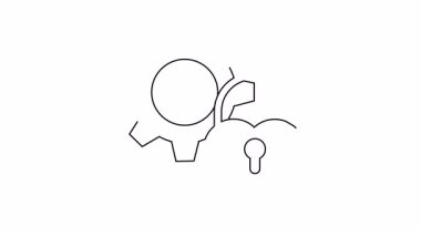 Açık kalp şeklinde bir asma kilidin vitese yerleştirildiğini gösteren çizgili bir resim.