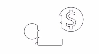 Bir vites, bir yığın dikdörtgen ve bir dolar. Hepsi siyah beyaz çizgili.