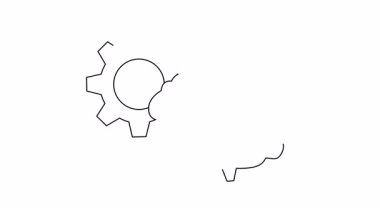 Siyah çizgilerle çizilmiş bir beyin ve dişli beyaz arka planda yan yana yerleştirilir.