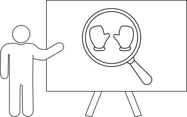 Tahtaya eldiven takmış bir çöp adam tezgahta büyüteç takıyor.