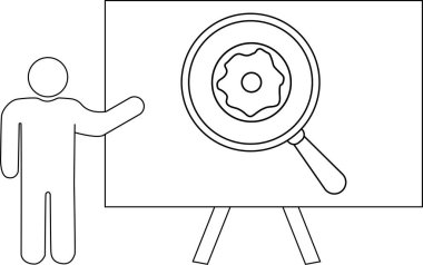 Panoya işaret eden kişi, sehpanın üzerine büyütülmüş bir çörek çizer.