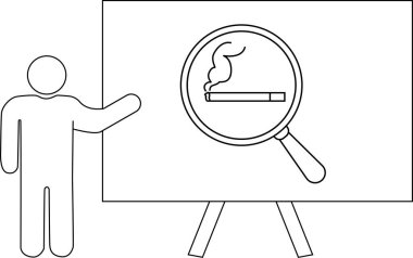 Beyaz tahtayı sigaraya odaklanmış bir büyüteçle sunarken hayal et.