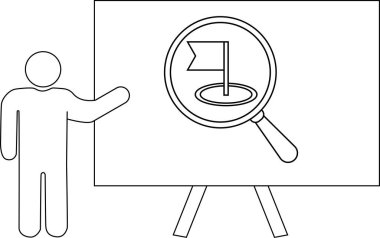 Bir kişi, bir delikte bayrağa odaklanmış bir büyüteçle bir tahta sunar.