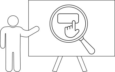 Bir kişi, büyültülmüş bir imlecin bir tuşa basmasını ekranda gösterir